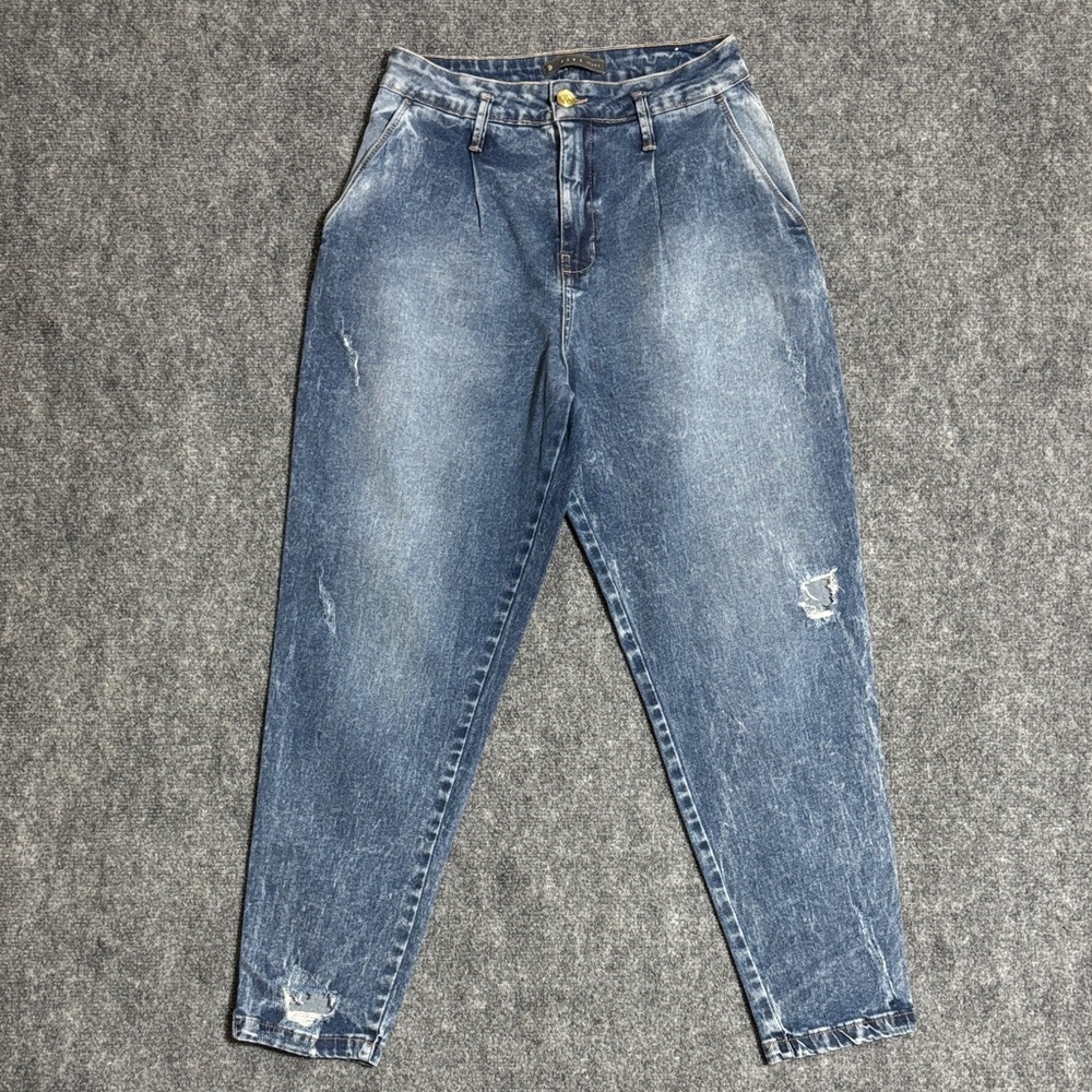 PITT Jeans Pleated High-Waist Distressed Tapered Denim | Y2K Retro Style
